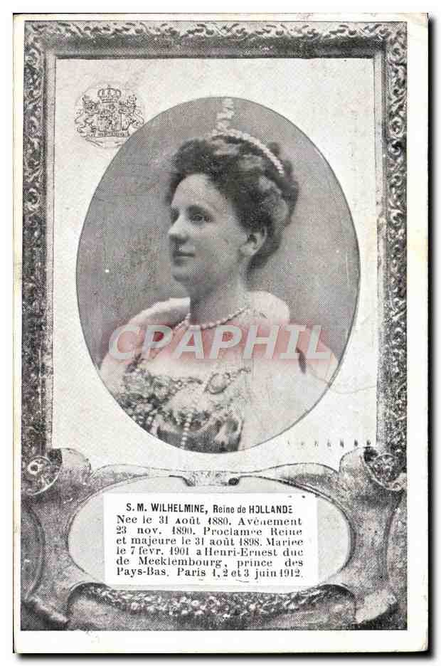 S.M. Wilhelmine, Reine des Pays-Bas — portrait — A.M.L. Guy de Conal, Paris