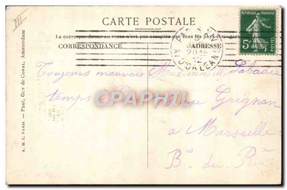 S.M. Wilhelmine, Reine des Pays-Bas — portrait — A.M.L. Guy de Conal, Paris — Verso