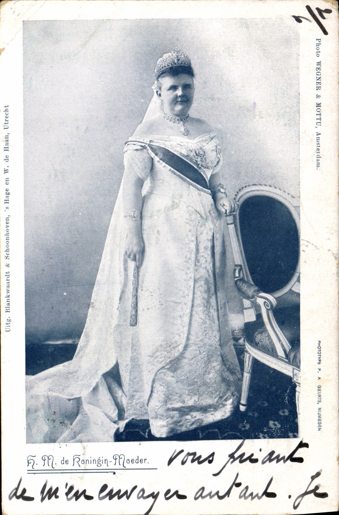 H.M. la Reine Wilhelmina — Photo de couronnement — Photo WEGNER & MOTTU, Amsterdam