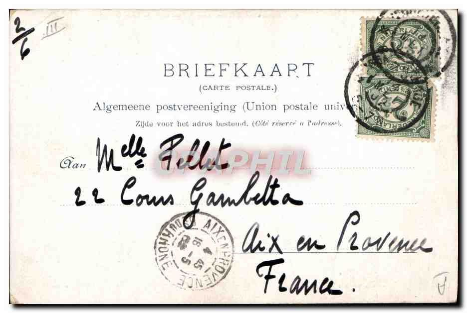 H.M. la Reine Wilhelmina — Photo de couronnement — Photo WEGNER & MOTTU, Amsterdam — Verso