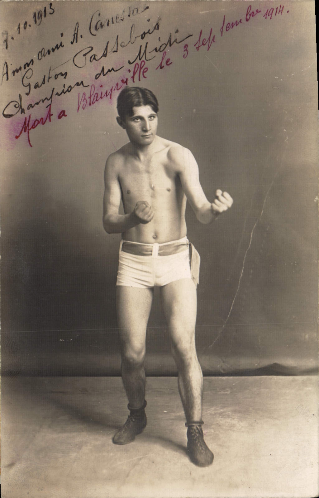 Gaston Passebois — Champion de Blainville — Carte postale d'avis de décès