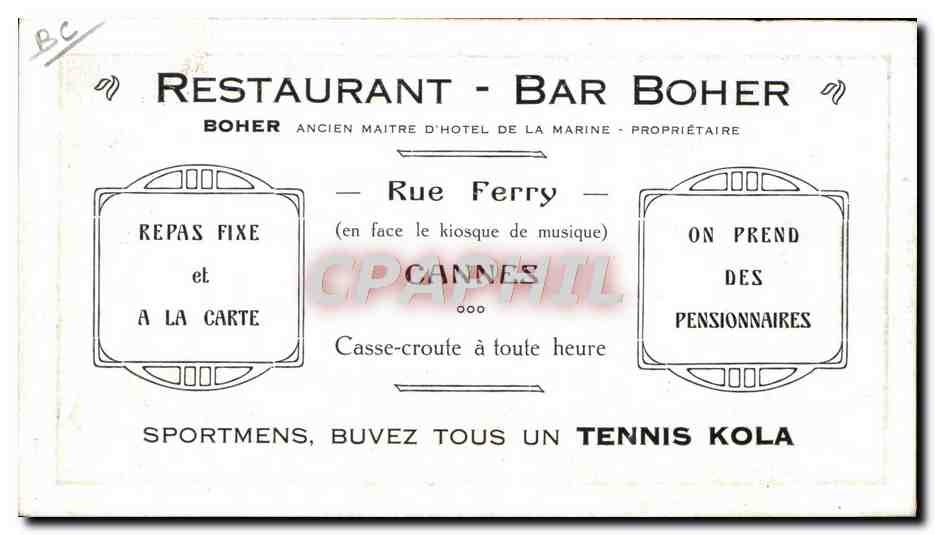 Champion de la Marine Cannes — Éditeur non identifié, n° de série non visible — Verso