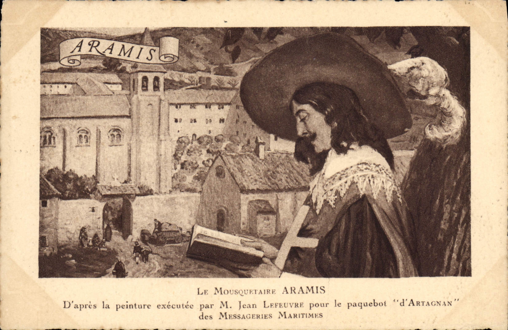 Le Mousquetaire Aramis — d'après la peinture de M. Jean Lefeuvre pour le paquebot 'd'Artagnan' — Messageries Maritimes
