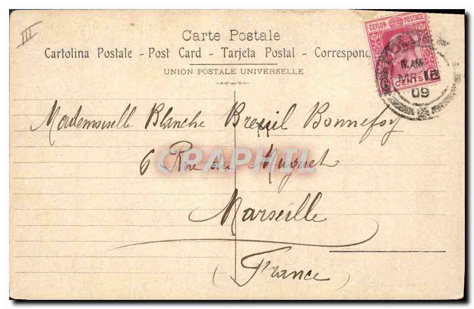 Vapeur Amiral-Ponty — traversée en mauvais temps — H. Grimaud - Marseille — Verso
