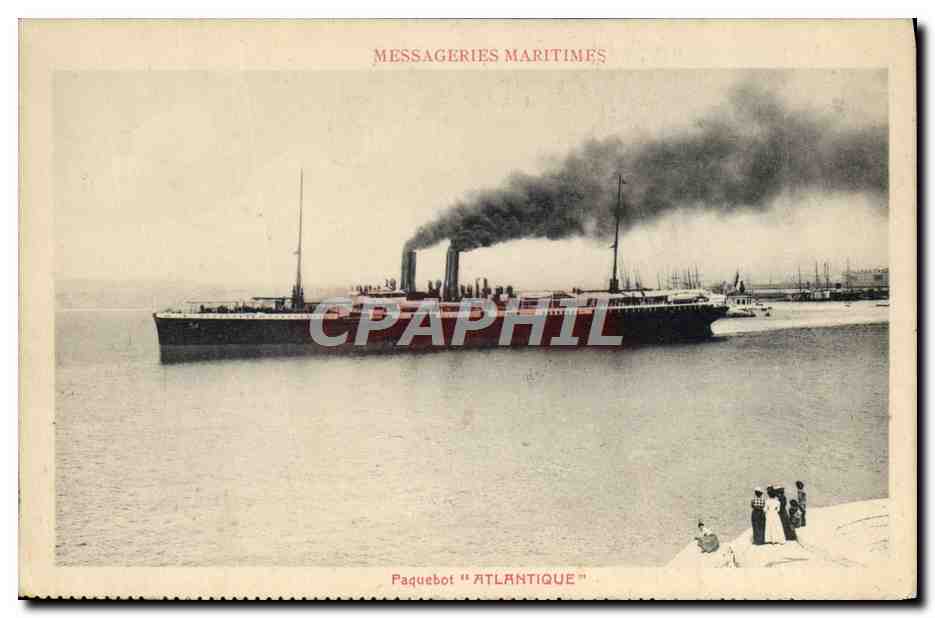 Paquebot "Atlantique" — Messageries Maritimes — éd. F. Detaille, Marseille