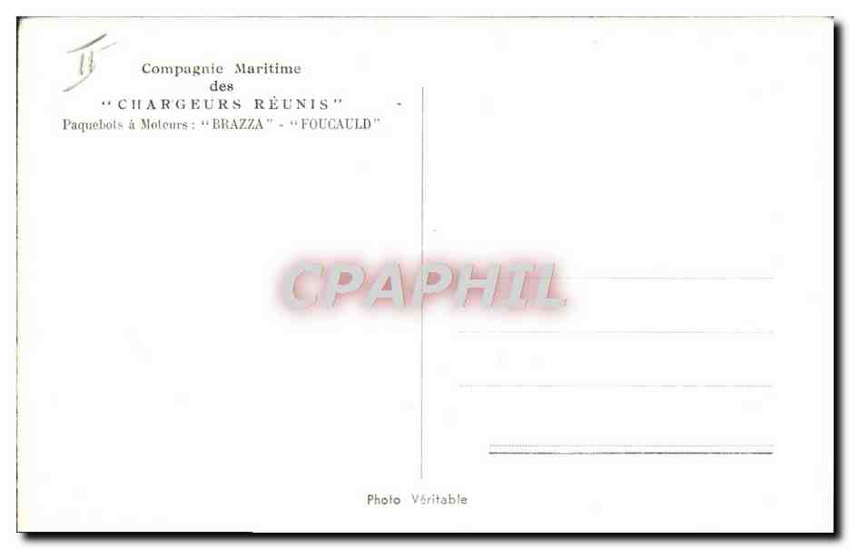 CPM Bateau Paquebot Compagnie maritime des Chargeurs Reunis Brazza Foucauld  — Verso