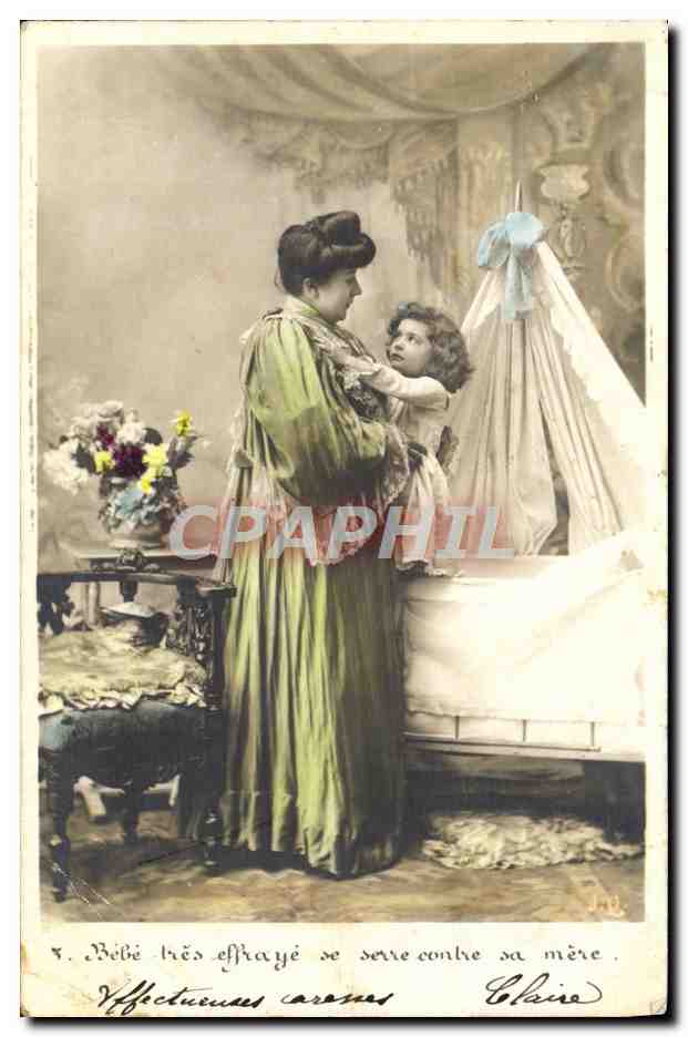 CPA Fantaisie Femme Enfant Le loup garou