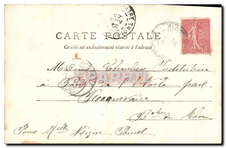 CPA Fantaisie Femme Enfant Le loup garou — Rückseite