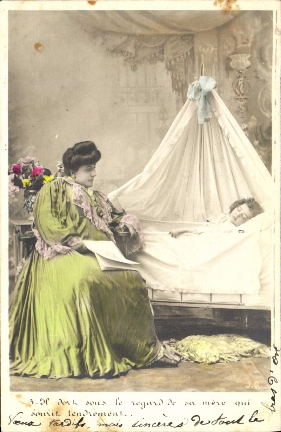 CPA Fantaisie Femme Enfant Le loup garou