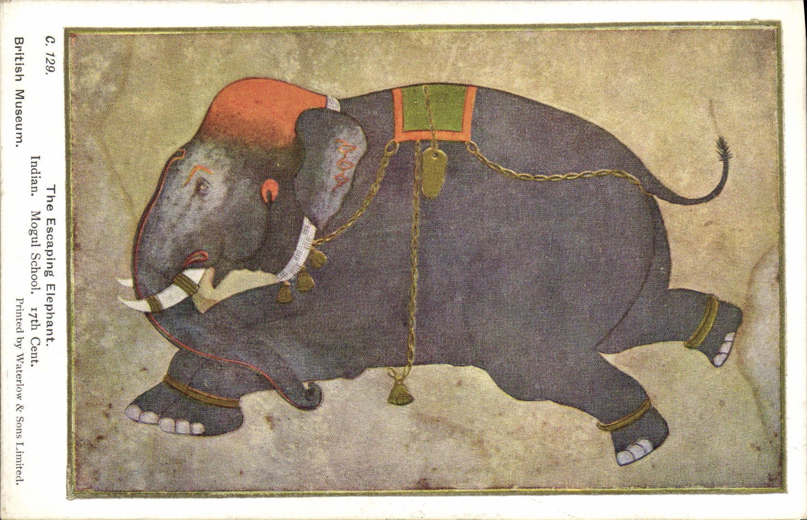 CPA The escaping Elephant Indian Mogul school