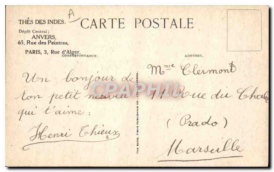 CPA Elephant Expedition par fleuve du the aux Indes — Rückseite