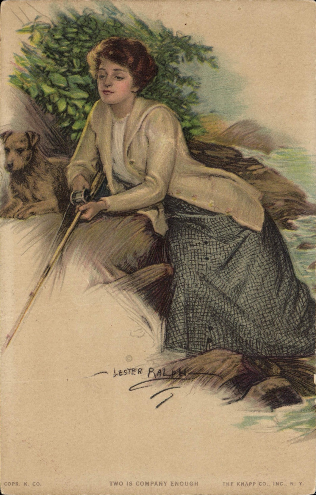 CPA Illustrateur Femme Chien Fusil Paul Heckscher