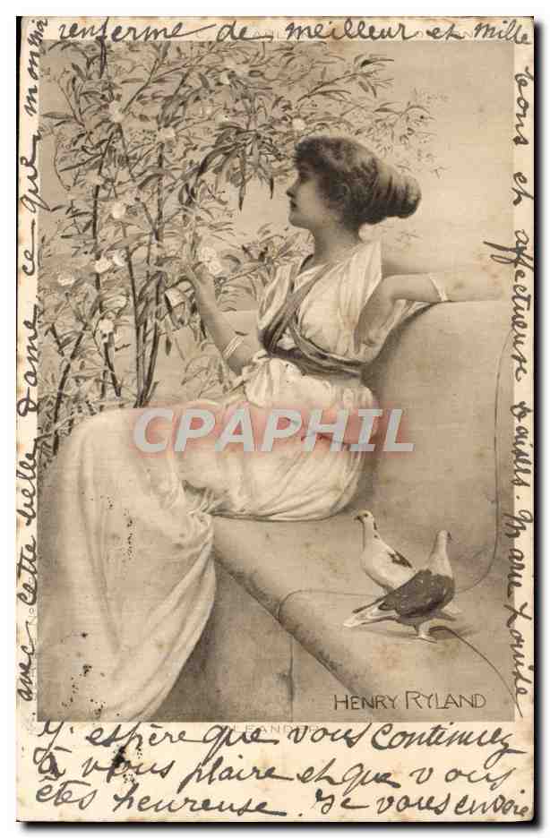 CPA Illustrateur Femme Henry Ryland Colombe
