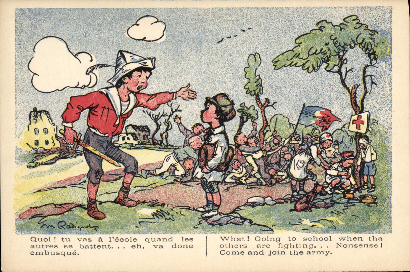 CPA Illustrateur Enfants Croix Rouge
