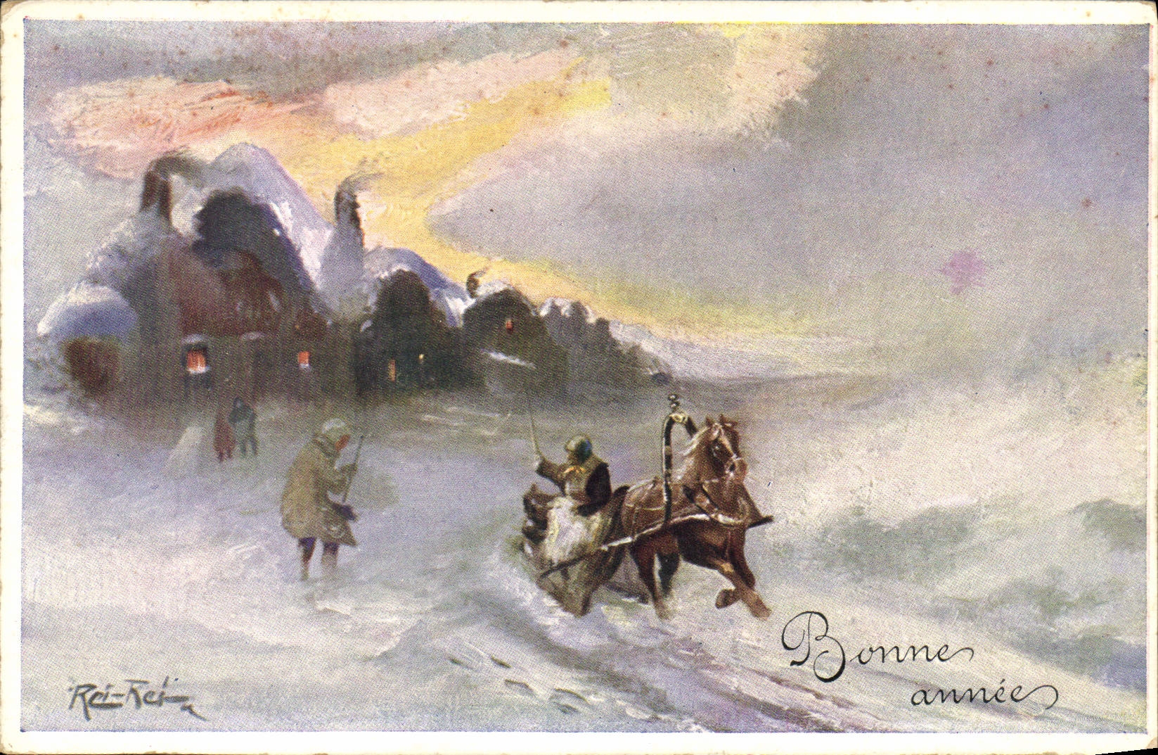 CPA Illustrateur Caleche Cheval