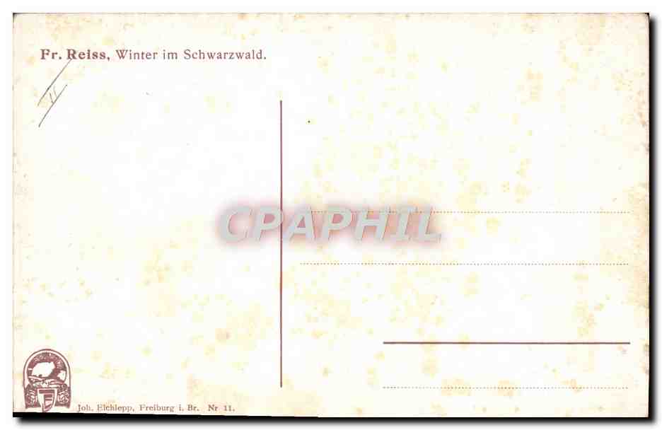 CPA Illustrateur Fr Reiss Wimter im Schwarzwald — Rückseite