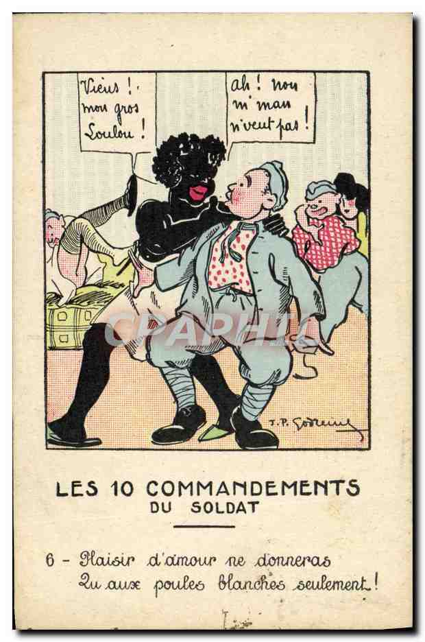 CPA Fantaisie Militaria Les 10 commandements du soldat Plaisir d'amour