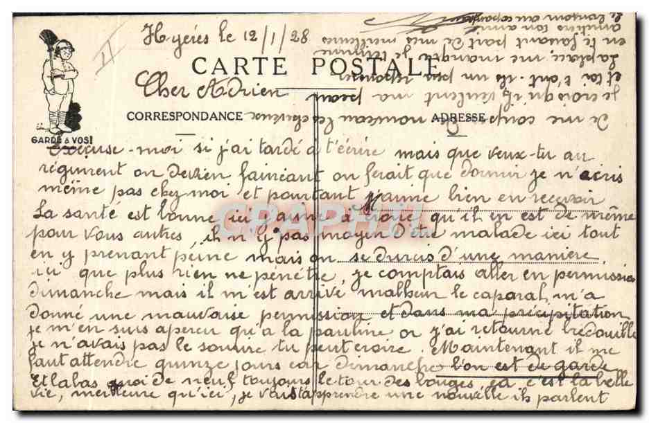 CPA Fantaisie Militaria Meditations de tolards — Rückseite