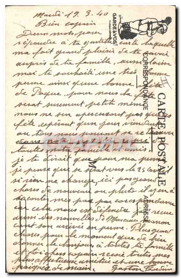 CPA Fantaisie Militaria Les 10 commandements du soldat — Rückseite