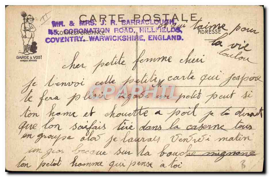 CPA Fantaisie Militaria Permissionnaires la rentrée — Verso