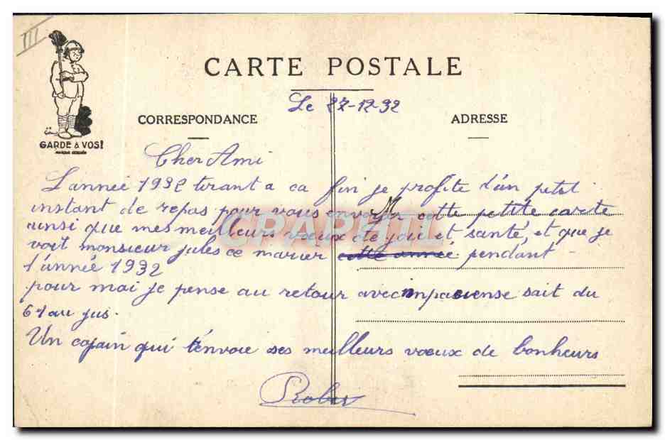 CPA Fantaisie Militaria Tete de Turc Le lit en portefeuille — Verso