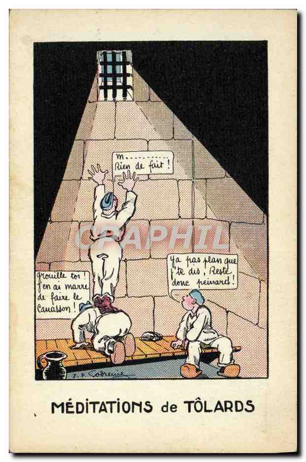 CPA Fantaisie Militaria Meditations de tolards