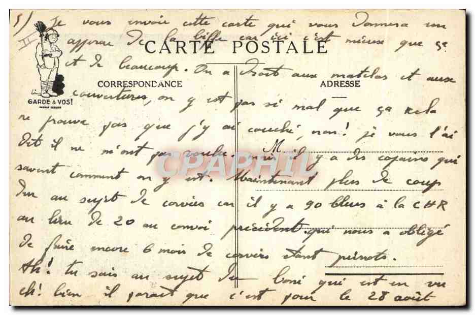 CPA Fantaisie Militaria Meditations de tolards — Rückseite