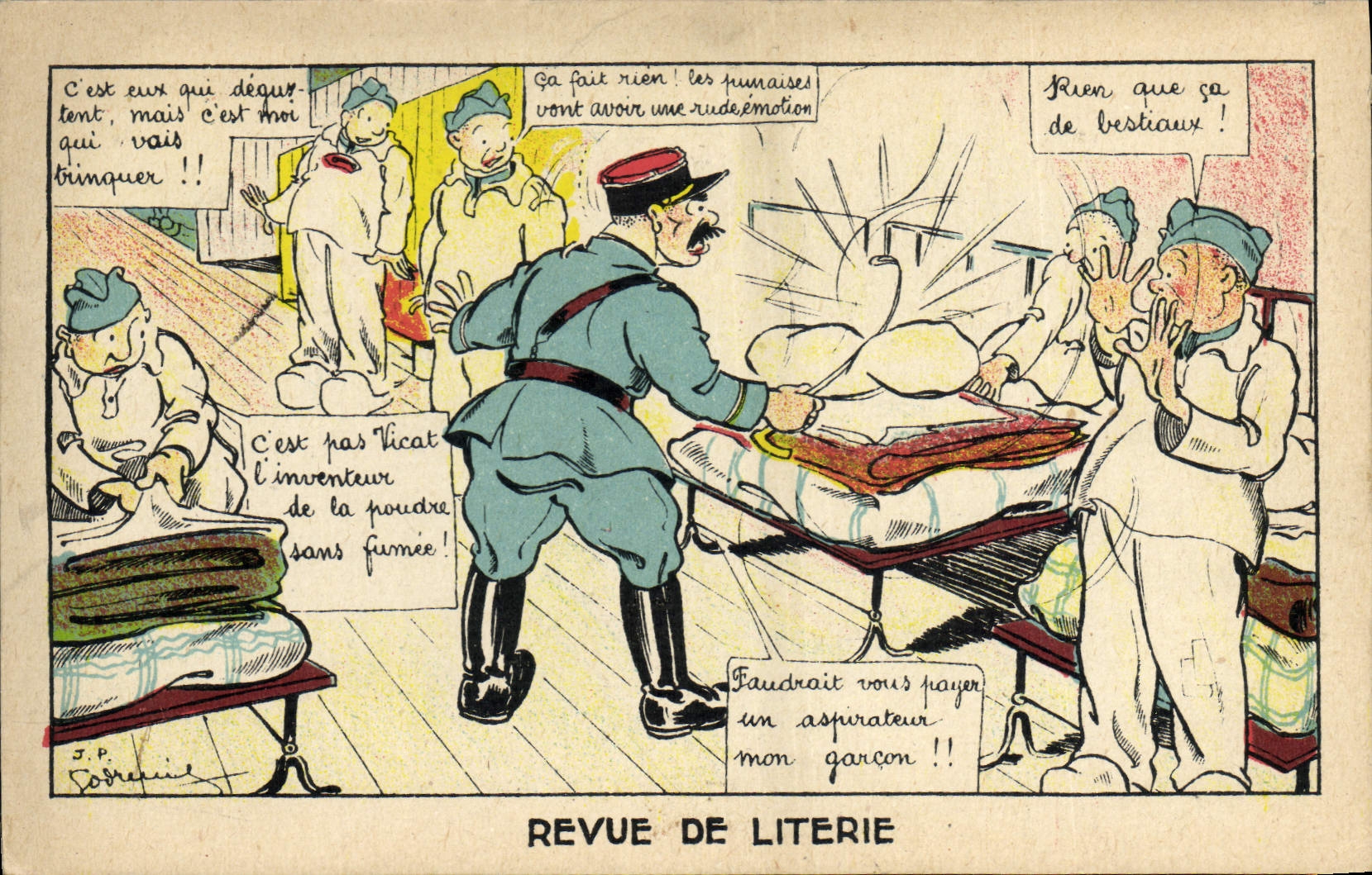 Salle d'hôpital — caricature militaire — Revue de Literie