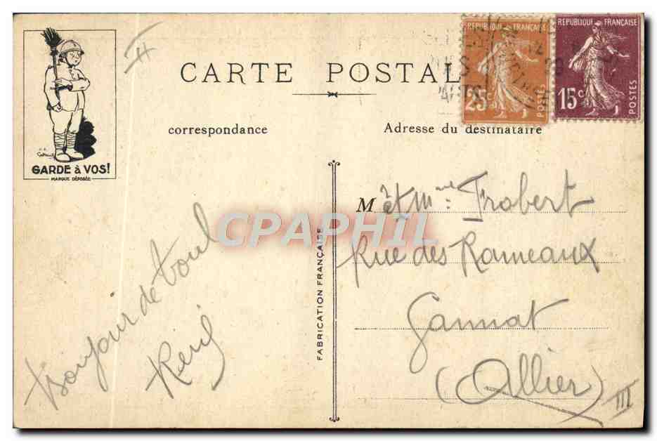 CPA Fantaisie Militaria Nomenclature  — Rückseite