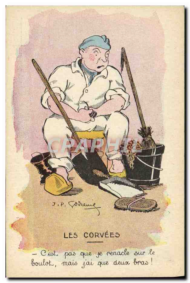 CPA Fantaisie Militaria Les corvees