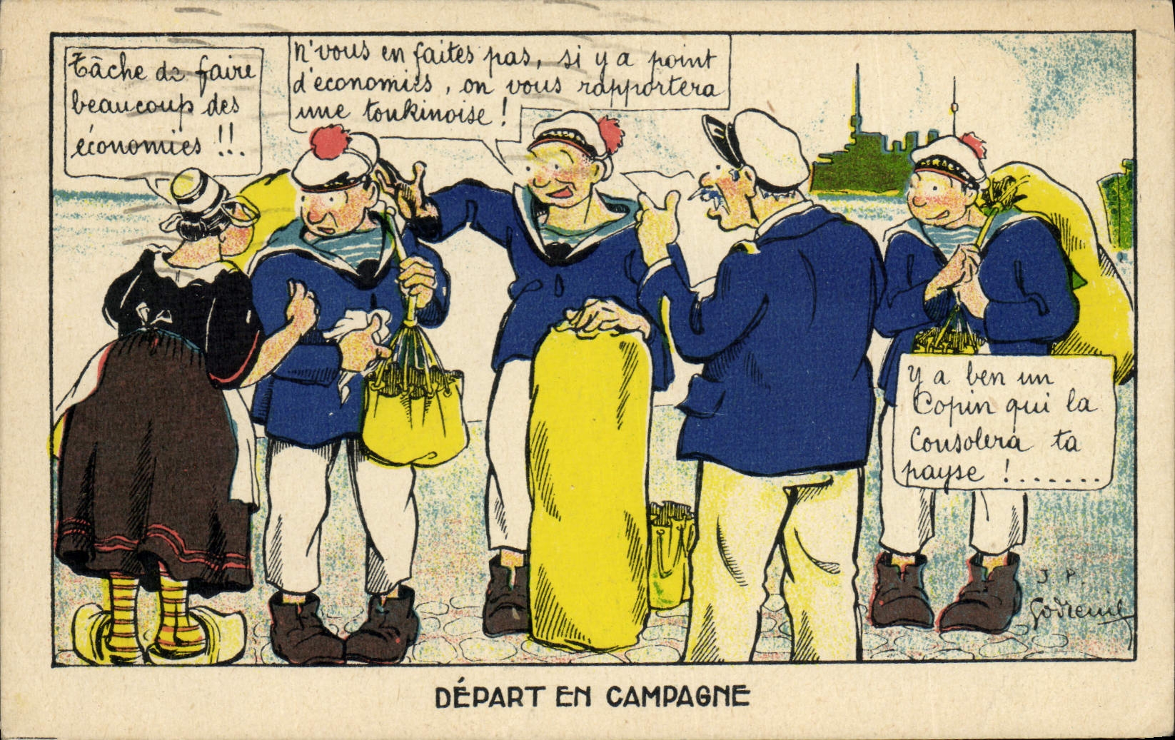 Départ en campagne — J.P. Gorreux — éditeur non visible
