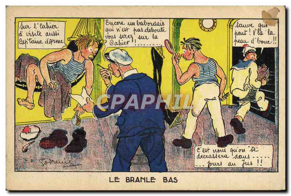 CPA Fantaisie Militaria Le branle bas Marins