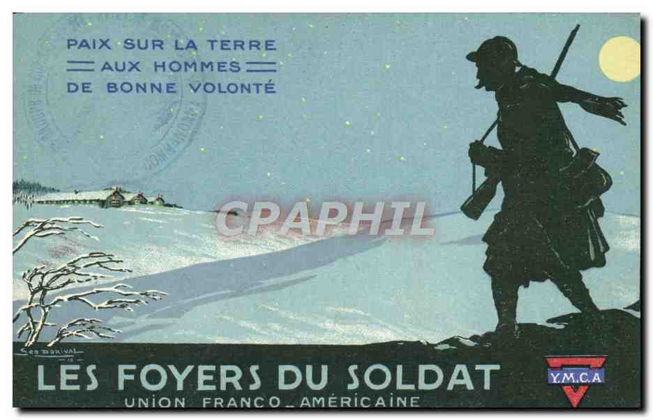 CPA Fantaisie Militaria Les foyers du soldat YMCA Union Franco americaine