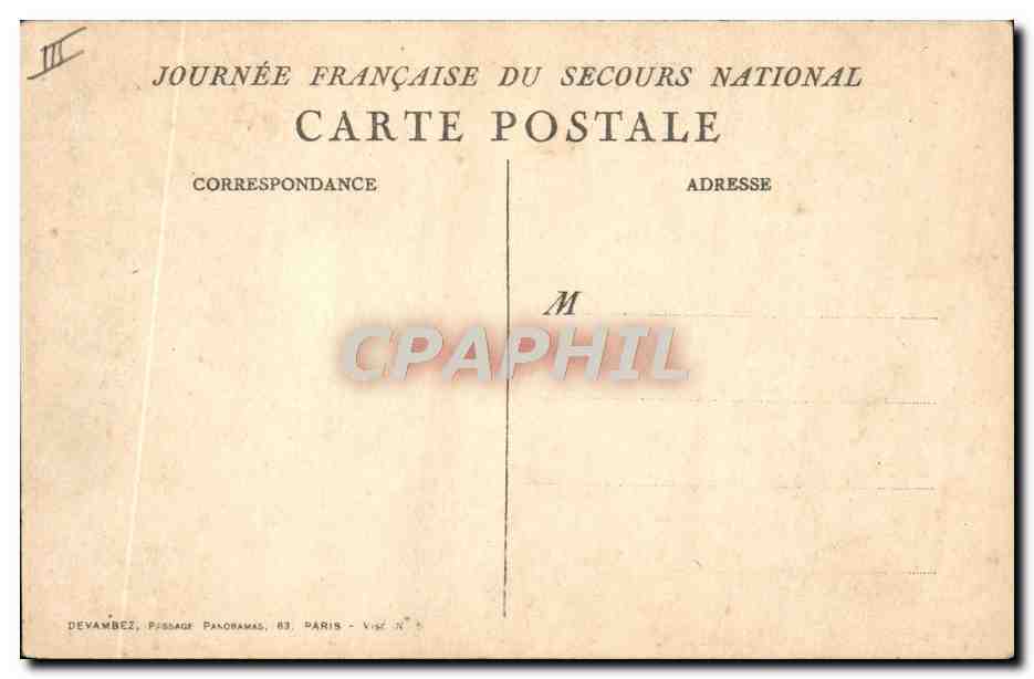 CPA Fantaisie Militaria Secours National — Rückseite