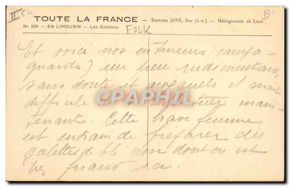 CPA Folklore En Limousin Les Galetous  — Rückseite