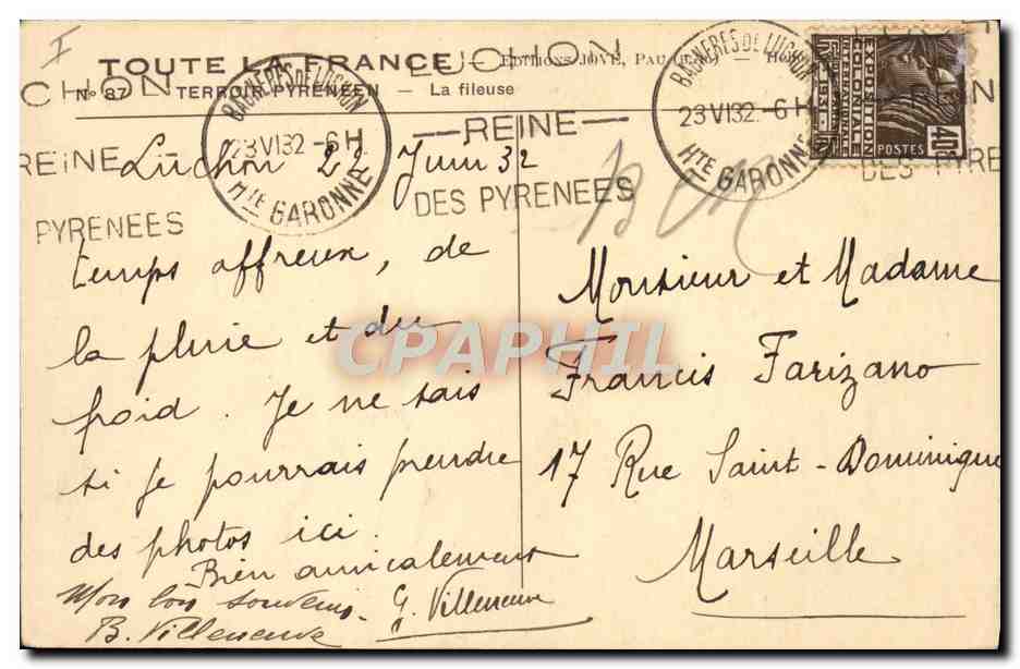CPA Folklore Terroir pyreneen La fileuse  — Rückseite