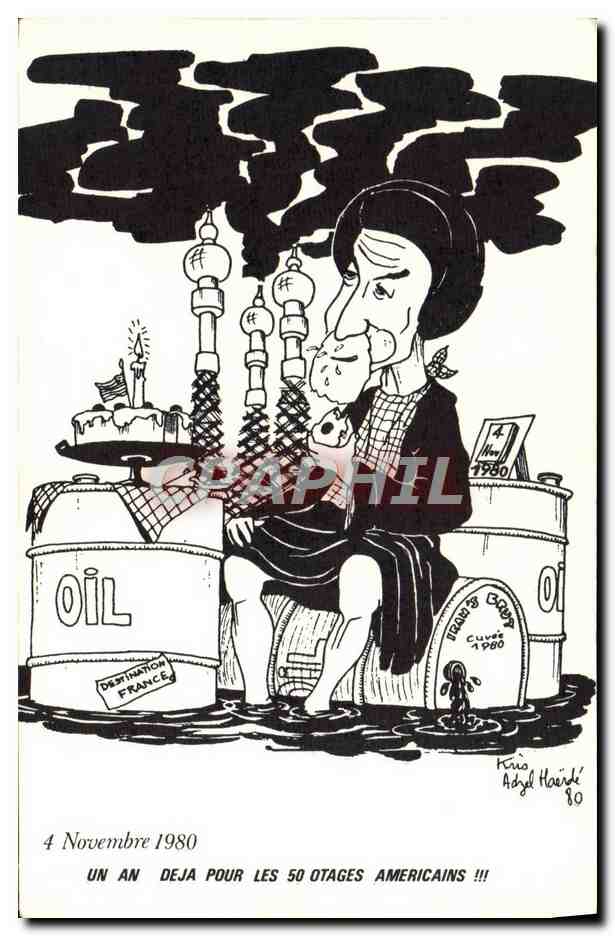 CPM 4 novembre 1980 Un an deja pour les 50 otages americains Iran Petrole 