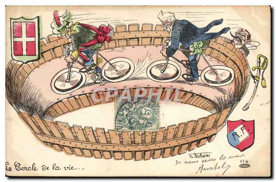 CPA Le cercle de la vie Fallieres Velo Cycle