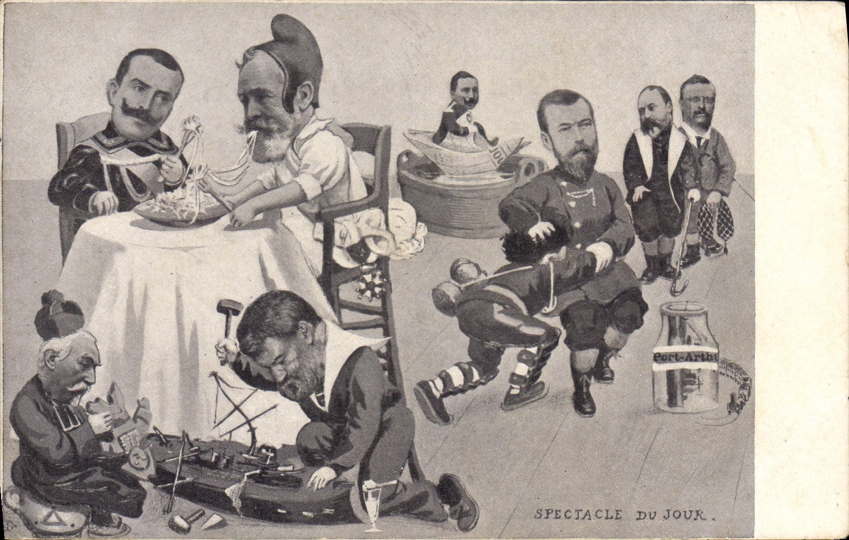 CPA Spectacle du jour Spaghetti Nicolas II Russie Russia
