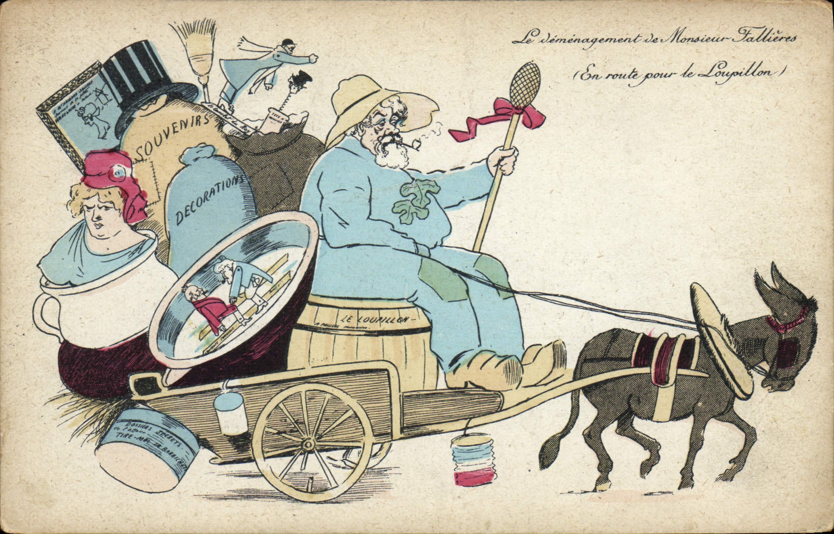 CPA Le demenagement de Monsieur Fallieres Ane Mule 