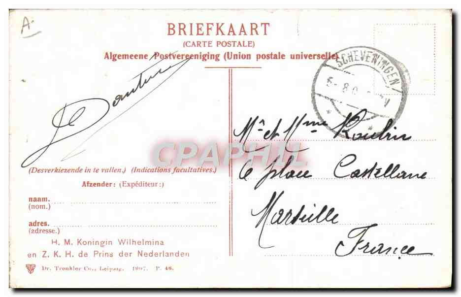 CPA Wilhelmina ZKH de Prins de Nederlanden — Verso