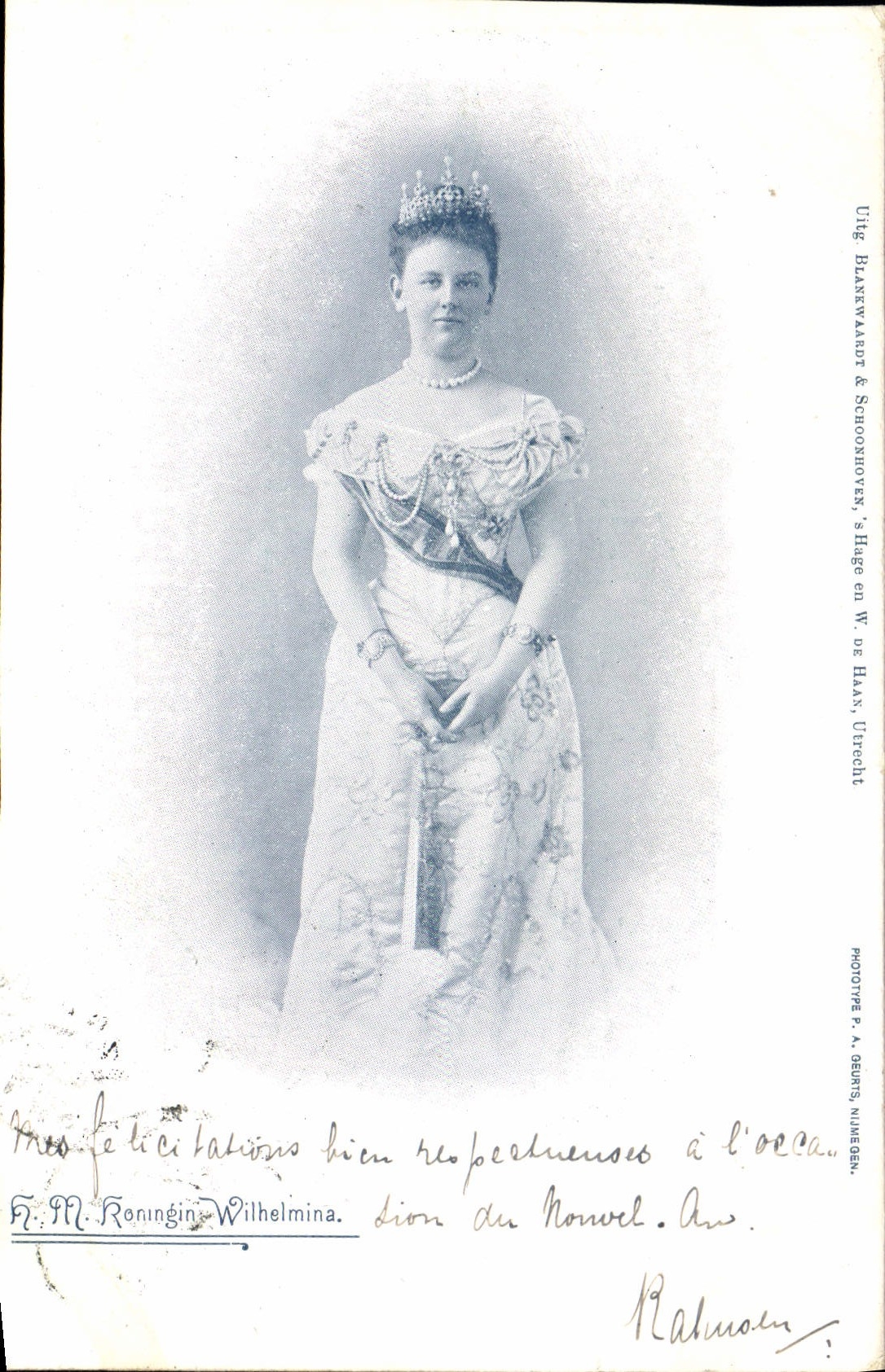 Souveraine Wilhelmina — portrait officiel — photographe P. A. Deuntz, Utrecht