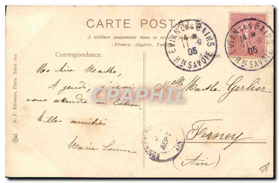 Chat en boxe — K. F. Editeurs, Paris, Série 586 — Verso