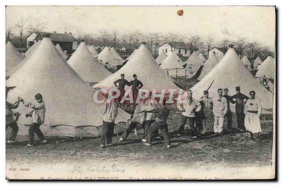 CPA Boxe Camp de la Valbonne Vue generale des tentes Militaria