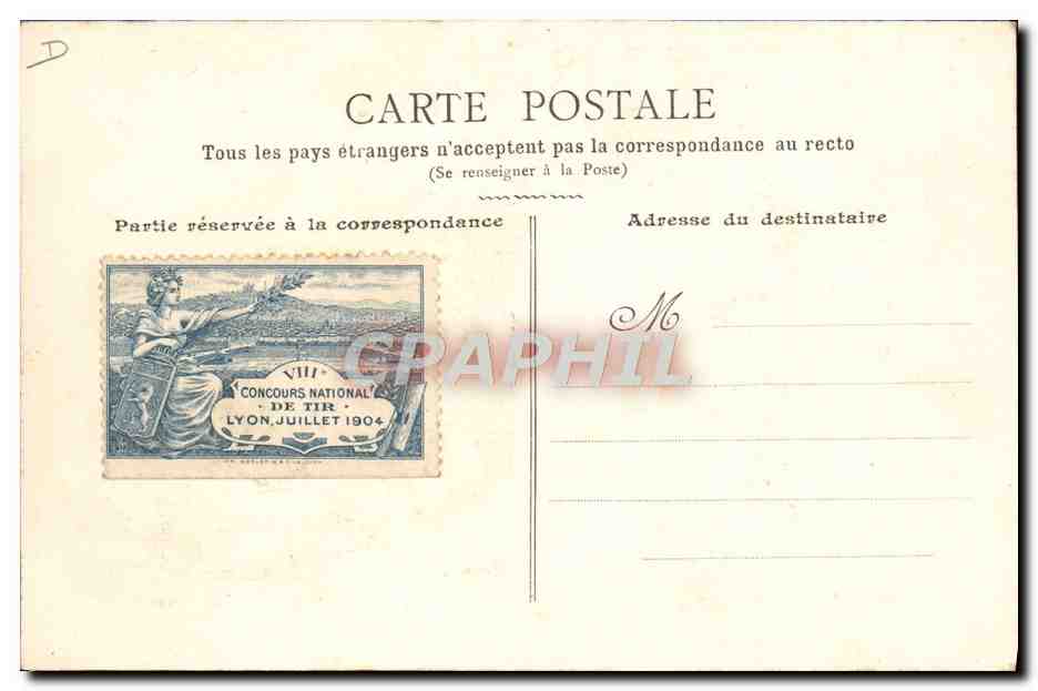 Concours National de Tir — Lyon 1904 — Victoire, Photo., Lyon — Reverso
