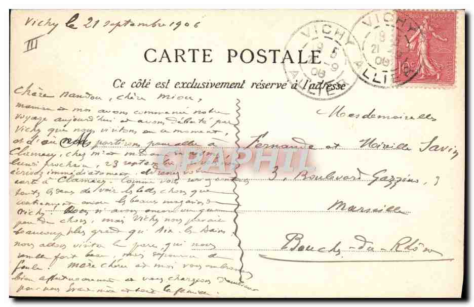 CPA Vichy Bords de l'Allier et Tir aux pigeons — Rückseite