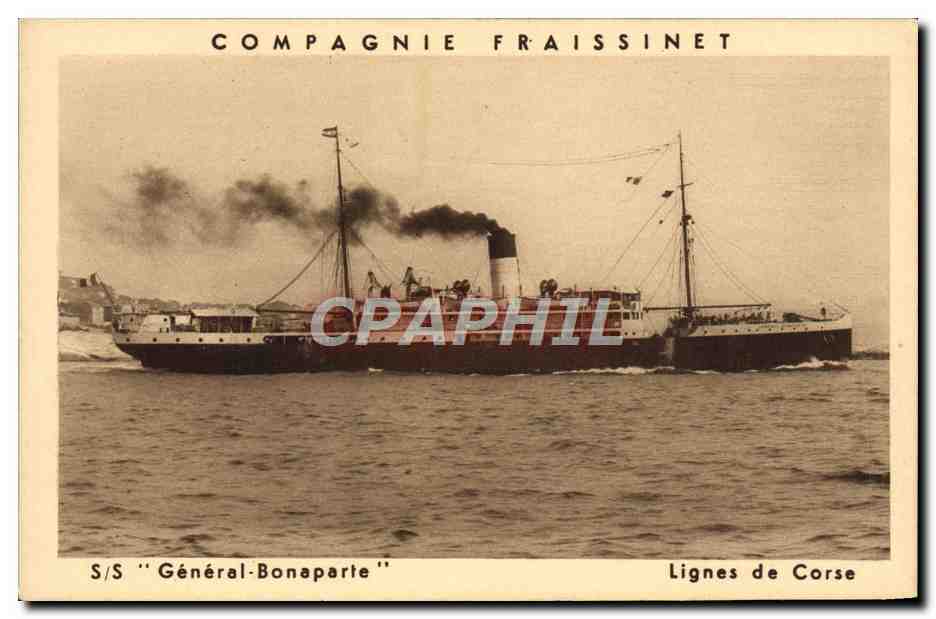 CPA Bateau Compagnie Fraissinet SS General Bonaparte Lignes de Corse Corsica