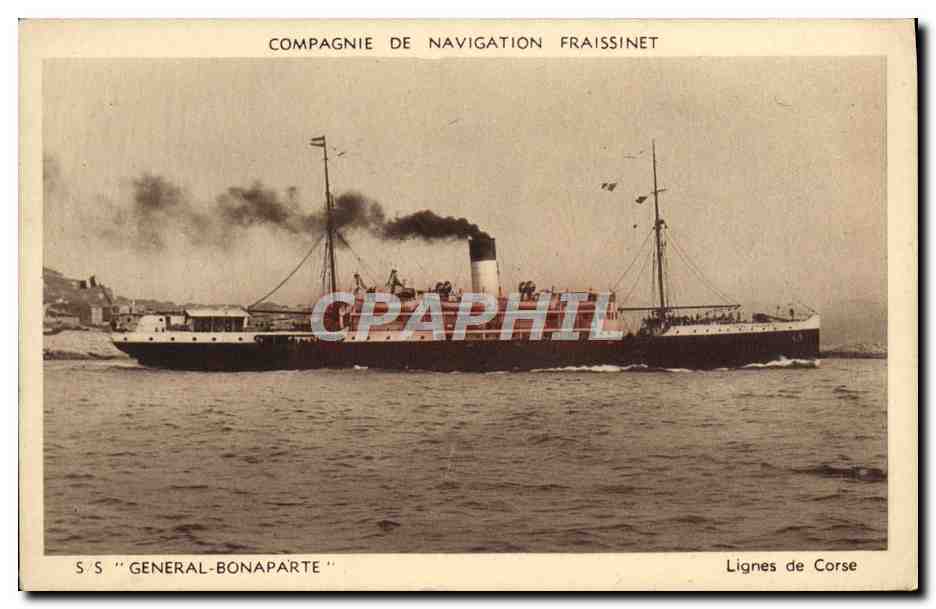 CPA Bateau Compagnie Fraissinet SS General Bonaparte Lignes de Corse Corsica
