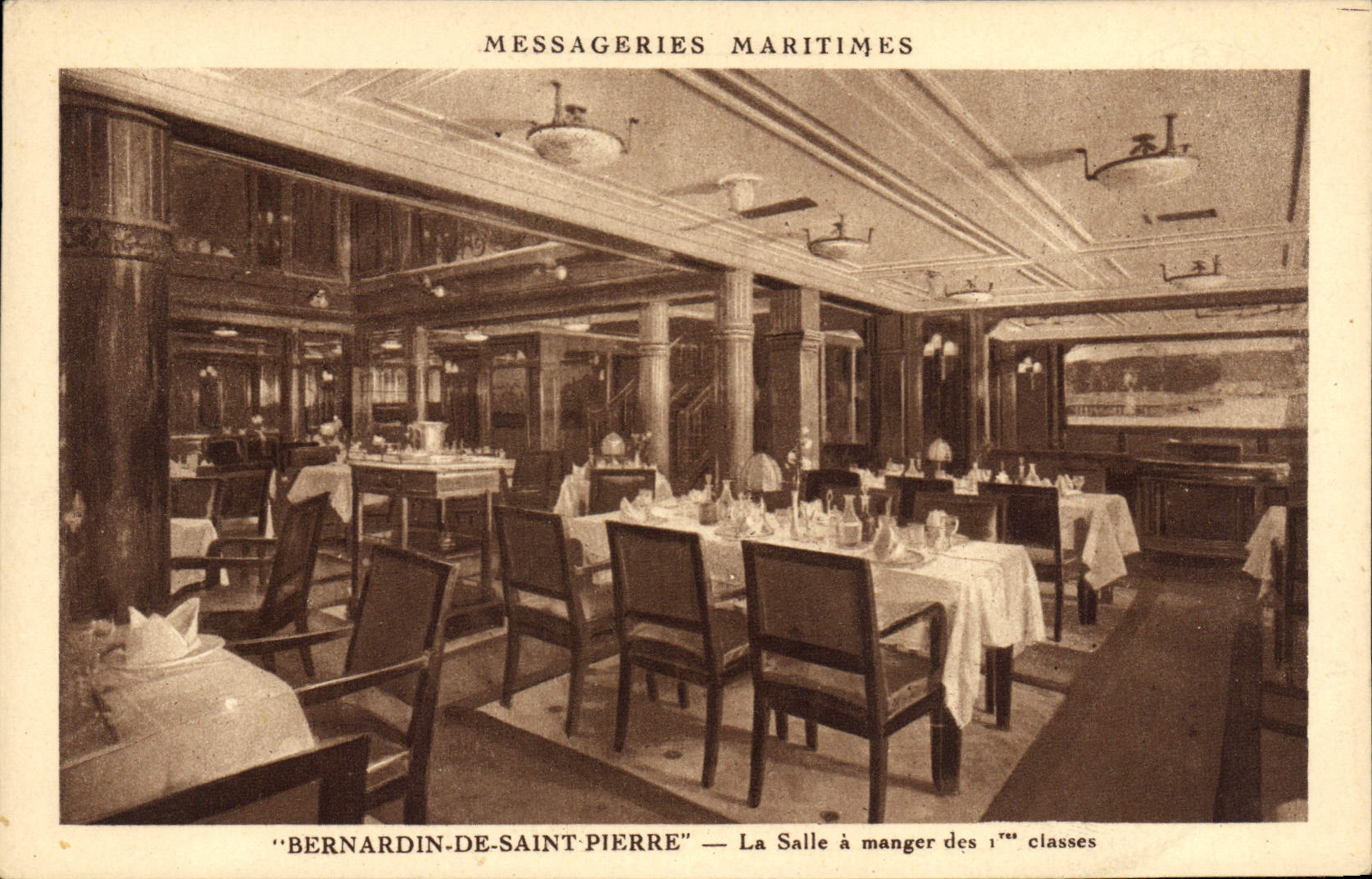 CPA Bateau Messageries Maritimes Bernardin de Saint Pierre La salle a manger des 1eres classes