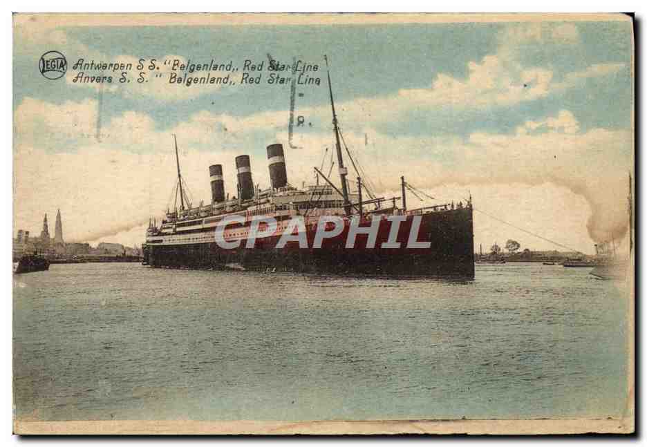 Antwerpen S.S. 'Belgenland', Red Star Line — éditeur LEGIA, n° de série non visible